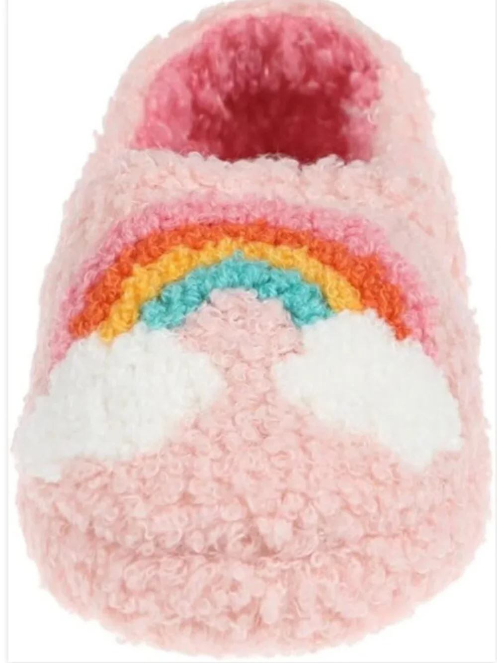 Kenzie Girl Toddler Girls Medium size 7/8 Rainbow Slippers Pink Sherpa Fuzzy New